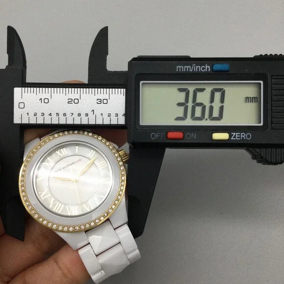 Isaac Mizrahi Live Womens Watch 36mm White Dial Crystals New Battery 6.75" - Picture 12 of 14